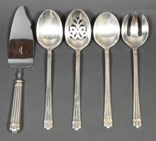Christofle Aria Silverplate Cake Knife Slotted Spoon Fork Serving Pieces Lot 5x