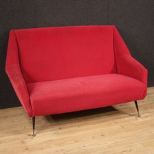 Canapé italien moderne vintage design meuble sofa en velours rouge salon 900