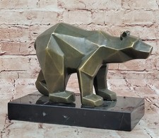 Édition Limitée T. Baker Géométrique Ours Bronze Sculpture Abstrait Art Moderne