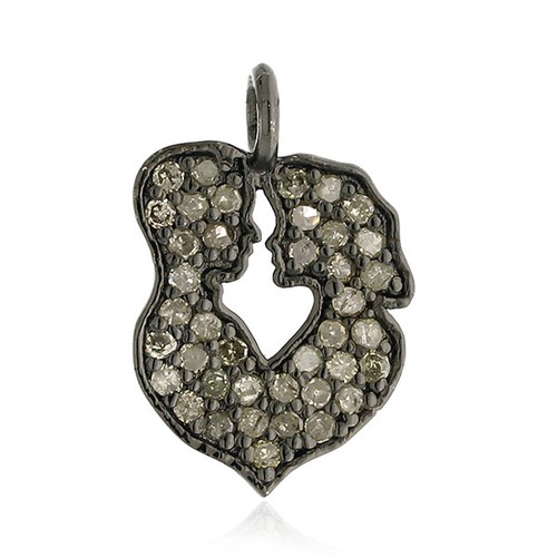 Breloque cœur couple diamant