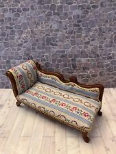 Dolls House 1/12 Scale Miniature Quality Walnut Ornate Chaise Longue Ooak 