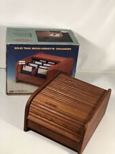 Bureau En Teck À Rouleau Tambour Du Milieu Du Siècle Organisateur De Disquettes