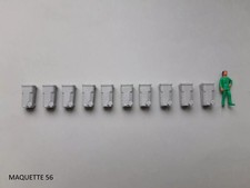 ho lot 10 conteneurs gris clair poubelles  à roue 1/87 décor diorama maquette