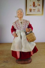 Antique Santon "La Santonnerie", woman and her wicker basket