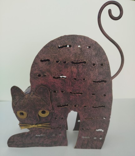 Photophore chat métal - photophore, en
