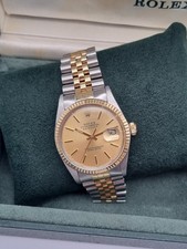 Rolex Datejust 36 Steel And Gold 18K Golden Dial Vintage Mens Watch 16013 Box
