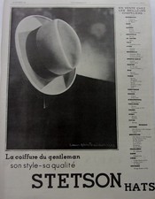 advertising paper hat STETSON signed GUILLOT year 1929 A 4920