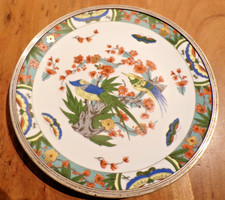 RAYNAUD LIMOGES Assiette décor oiseaux  marli en métal