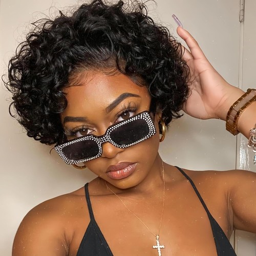 Short human hair pixie cut - hair,