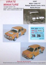 V207 NSU 1200 TT RALLYE MONTE CARLO 1972 GABRIEL RATTO DECALS VIRATE MINIATURE