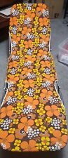 Vintage Mid Century Modern Chaise Lounge Tri Fold Lawn Chair FLOWERS Folding MCM