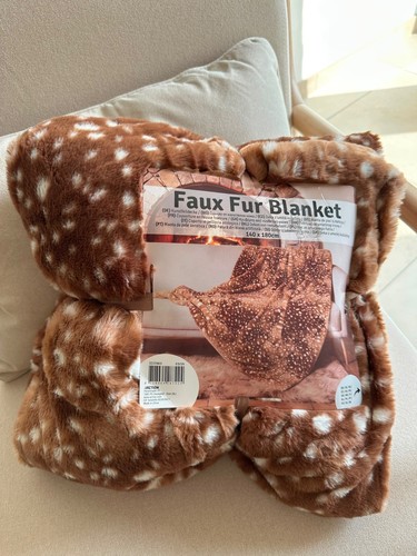 Plaid fausse fourrure biche - fausse,
