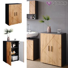 Commode de salle de bain Meuble de salle de bain Irma Anthracite chêne Vicco