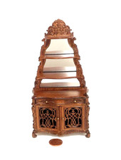 BESPAQ DOLLHOUSE MINIATURE EDWARDIAN ETAGERE WITH A NEW WALNUT FINISH  6268 NWN