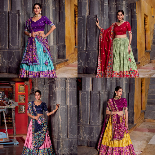 Ensemble lehenga choli soie - en,