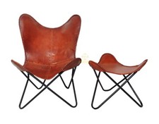 Chaise Papillon En Cuir Fait