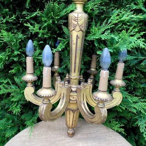 Lustre suspension ancien - suspension, bois