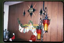 Retro House Interior Design Clock Christmas Cards early 70s, Original Slide an9b