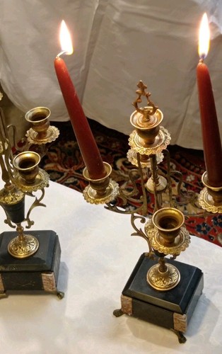 Paire candélabres anciens - de,
