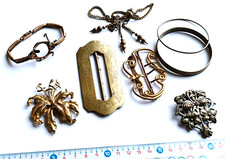 Lot bijoux anciens art nouveau ceintures laiton bronze vintage antique jewelry F