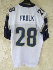 Maillot foot américain US RAMS SAINT-LOUIS FAULK 28 vintage REEBOK shirt NFL M