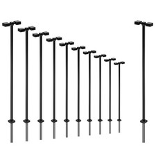 Evemodel 10pcs OO HO Échelle Lampe métallique LED blanc chaud Lampadaire noir