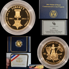 2011 US Mint Medal of Honor, $5 Gold Commemorative, Orig. Box and Papers, C8479