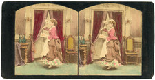 Stereo, Germany, Curious & Jealous Waitress Vintage Stereo Card - Print a