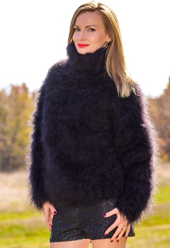 Black fuzzy thick mohair