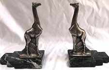 MAGNIFICENT PAIR OF FRENCH ART DECO BRONZE MARBLE BOOKENDS BY MAURICE FRECOURT