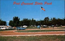 Port Austin Michigan MI Port Cresent State Park Camping Car c1950s-60s Postcard
