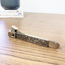 Antique Silver Metal Cigar Cutter - 19th Century Style Chiseled Decor