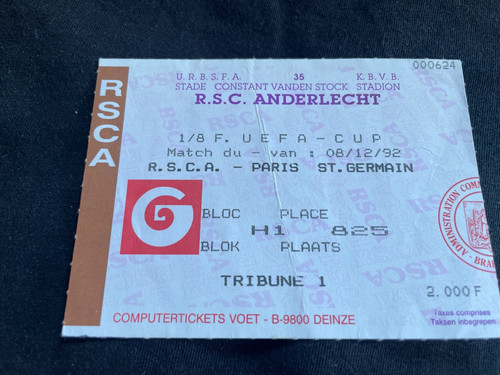 Ticket billet match anderlecht - ticket/billet,