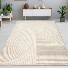 Tapis de salon clair doux motif arqué beige