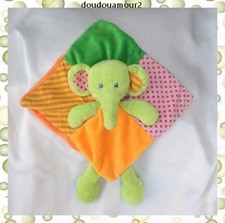 Doudou Plat Eléphant Vert Orange Rayures Rose Pois Tilapin Casino