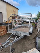 remorque porte engins hydraulique double essieux bâché