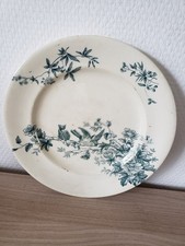 Assiette Faïence Longwy Mignon Oiseaux Feuillages Vintage XXÈME Patiné 