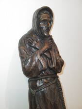 H.50cm /Large WOODEN STATUE/SAINT FRANCOIS/chene/POPULAR ART/signed/Belgium