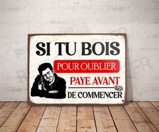 Plaque métal vintage Bar citation si tu bois Enseigne Panneau Décoration alcool