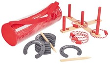 Jeu d'anneaux + jeu de lancer fers à cheval en bois Made in Jura - Jeujura 8606