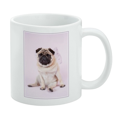 Pug puppy dog with - angel, wings