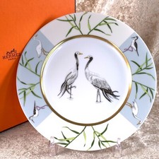 Hermes Paris Dessert Plate Les Matins De l'Etang Porcelain Tableware with Box