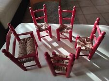 Vintage Rattan Style Bench & 4 Chairs for Doll Or Deco Diorama