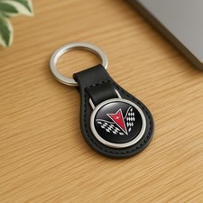 Pontiac Classic Leather Keychain | Car Logo Keyring | Auto Key Fob Charm