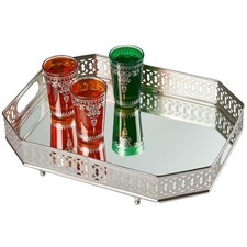 Orient Miroir Oriental Marocain Plateau De Service Argenté Carré
