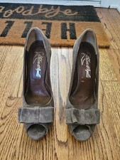 Talons Aiguille Heels,Velvety Chocolate Brown with Bow,Size 7,Heel Height:4.5 in