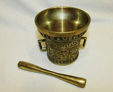 VINTAGE GILDED BRONZE MORTAR & PESTLE GOTHIC STYLE