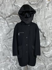 COP COPINE Black Noir Manteau Wool Hooded Overcoat Size 38 S-M