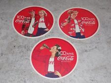 LOT OF 3 UNDER GLASS BOCK CARDBOARD COCA COLA 100 YEARS IN FRANCE 2019