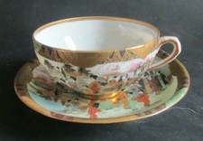 TASSE ET SOUS TASSE SATSUMA JAPON 19 EME SIECLE EGG SHELL JAPANESE PORCELAIN